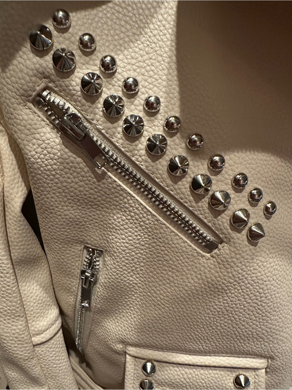 Azalea Wang Studded Cream Leather Moto Jacket — NWOT - Picture 9 of 14